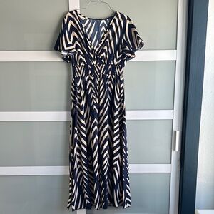 SHEIN Navy and Cream Striped Maxi Dress